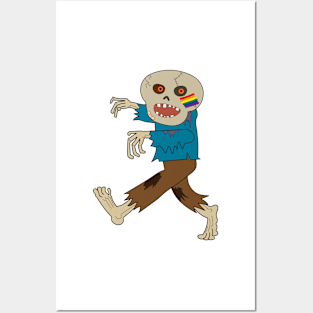 Gay pride Halloween ghost monster. Funny cartoon drawing animation. Posters and Art